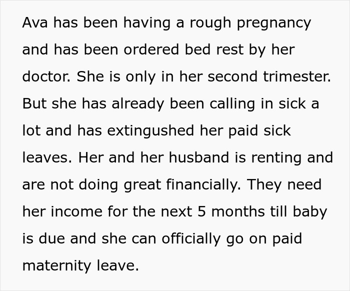 “Either We All Help Together, Taking Turns Or We Don’t Help”: Woman Won’t Help A Pregnant Peer “Either We All Help Together, Taking Turns Or We Don’t Help”: Woman Won’t Help A Pregnant Peer