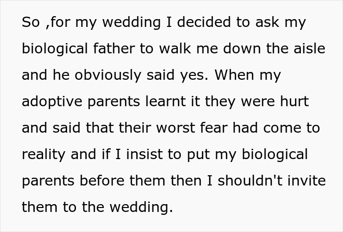 Bride Uninvites Adoptive Parents From The Wedding And Ends Up Cutting Them Off Completely
