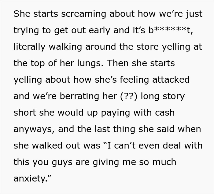 “You Are Giving Me So Much Anxiety”: Woman Loses It After Cashier Asks If She Could Pay With Card “You Are Giving Me So Much Anxiety”: Woman Loses It After Cashier Asks If She Could Pay With Card