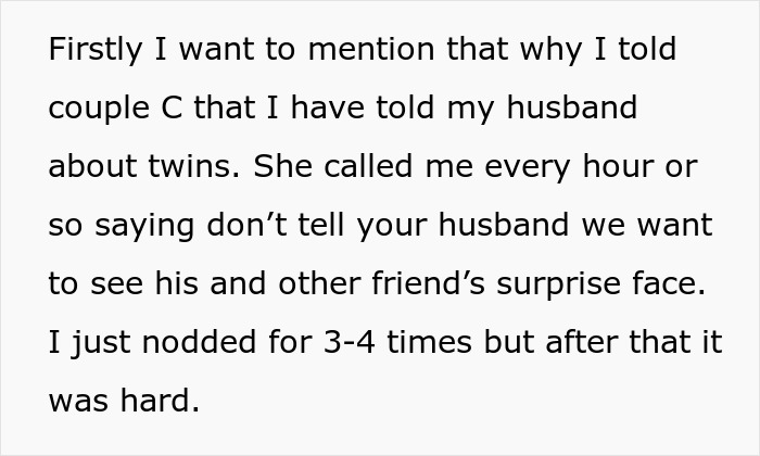 Couple Is Expecting Twins And Are Livid Friend Told Her Husband In Advance To Avoid Triggering Him