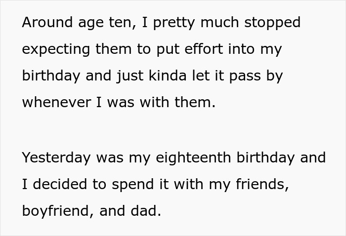 Mom And Stepdad Berate 18 Y.O. For Not Spending Her B-Day With Them, She Sets The Story Straight