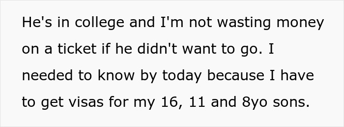 “AITA For Telling My Son That He's Not Coming On Vacation Because He Didn't Check His Emails?”