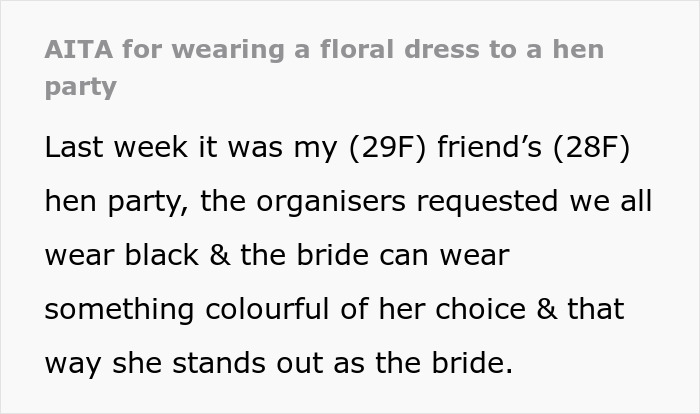 &ldquo;I Don&rsquo;t See Why It Was A Big Deal&rdquo;: Woman Asks If She Was Wrong To Not Follow Hen Party Dress Code