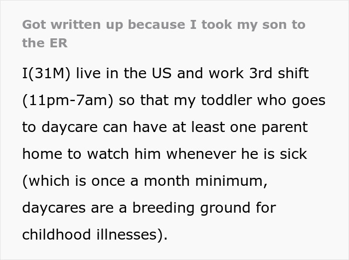Father Quits His Job After A Write-Up For Taking His Son To The ER Father Quits His Job After A Write-Up For Taking His Son To The ER