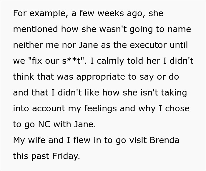 Text excerpt from a family discussion about visiting mom to introduce baby son, leading to a full-blown family intervention. Text excerpt from a family discussion about visiting mom to introduce baby son, leading to a full-blown family intervention.