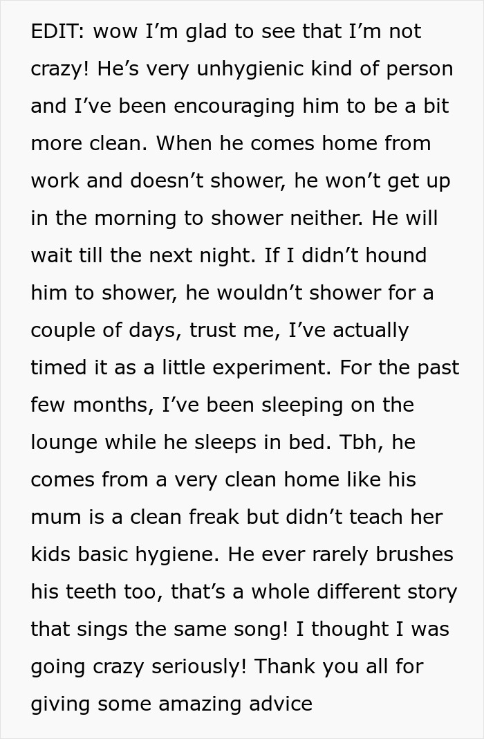 “I Am So Sick Of Washing The Sheets Every Second Day”: Wife Can’t Stand Husband Not Showering “I Am So Sick Of Washing The Sheets Every Second Day”: Wife Can’t Stand Husband Not Showering
