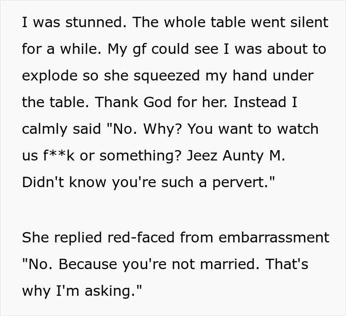 Man Annoyed With Aunt Questioning His Sexuality Gives A Raunchy Reply, Making Her Leave Family Dinner