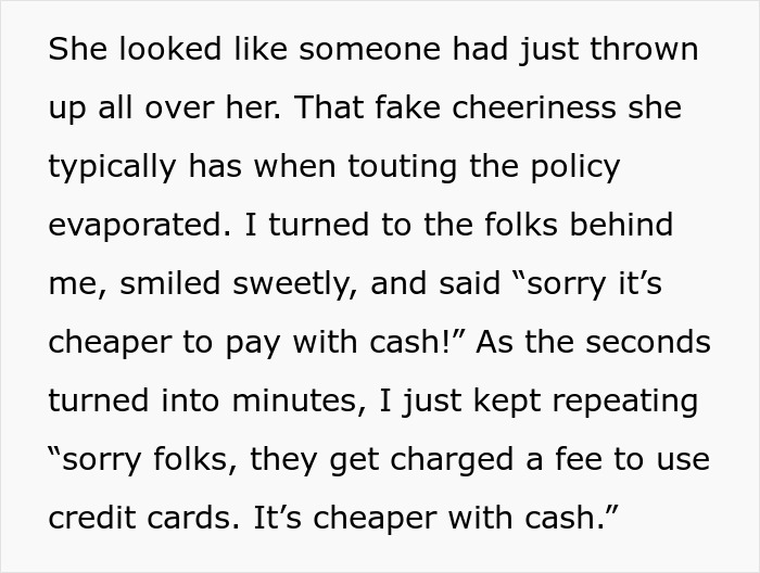 “It’s Cheaper To Pay With Cash”: Customer Makes Cashier Regret Pushing Their Policy On Them “It’s Cheaper To Pay With Cash”: Customer Makes Cashier Regret Pushing Their Policy On Them