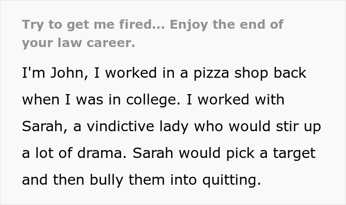 Woman Really Regrets Messing With Her Coworker After He Ends Her Law Career Woman Really Regrets Messing With Her Coworker After He Ends Her Law Career