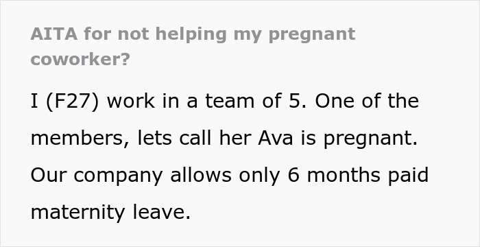 “Either We All Help Together, Taking Turns Or We Don’t Help”: Woman Won’t Help A Pregnant Peer “Either We All Help Together, Taking Turns Or We Don’t Help”: Woman Won’t Help A Pregnant Peer