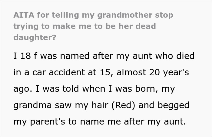 18 Y.O. Loses Temper After Once Again Her Grandma Tried To Turn Her Into Her Dead Daughter