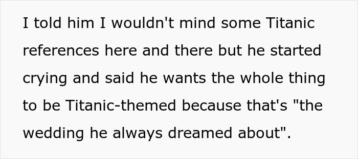Man Sinks Fiancé’s Dreams Of Having A Titanic-Themed Wedding, He Storms Out Man Sinks Fiancé’s Dreams Of Having A Titanic-Themed Wedding, He Storms Out