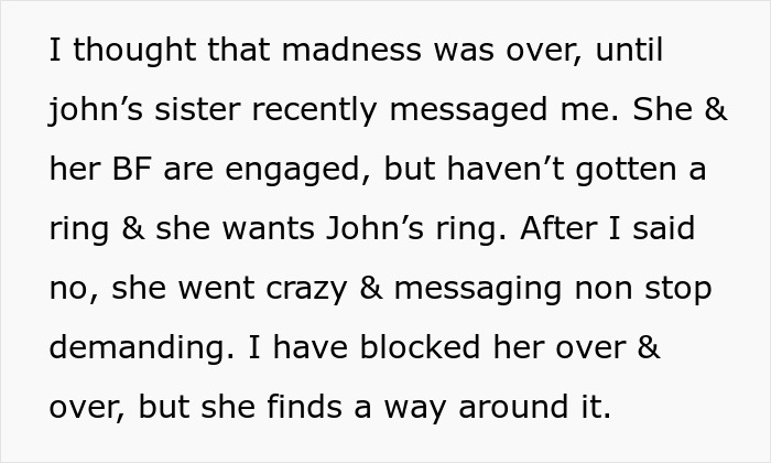 Text excerpt describing a family conflict over a son’s ring and engagement issues leading to legal action over a family heirloom. Text excerpt describing a family conflict over a son’s ring and engagement issues leading to legal action over a family heirloom.