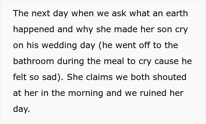 Bride Considers Going No-Contact With MIL After She Selfishly Ruined Their Wedding Day Bride Considers Going No-Contact With MIL After She Selfishly Ruined Their Wedding Day