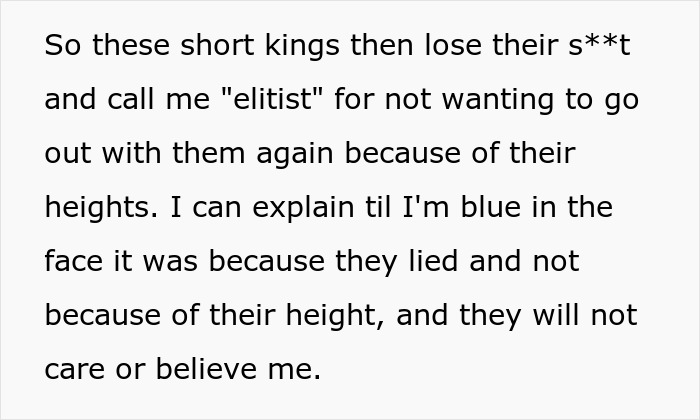 Woman Towers Over Dates After They Lie About Their Height, Throw Fits As She Refuses Second Date Woman Towers Over Dates After They Lie About Their Height, Throw Fits As She Refuses Second Date