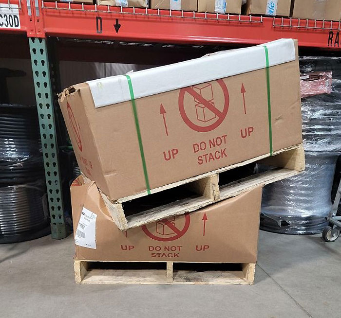 I Find It Amusing How The Forklift Driver Must Have Been Staring Directly At The "Do Not Stack" Sign