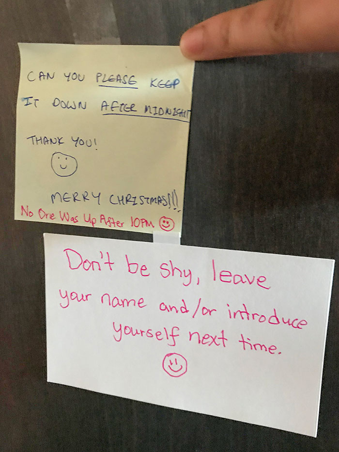 One Of My Apartment Neighbors Left This Anonymous Note On My Door Accusing Me Of Noise Complaints After Midnight On Christmas