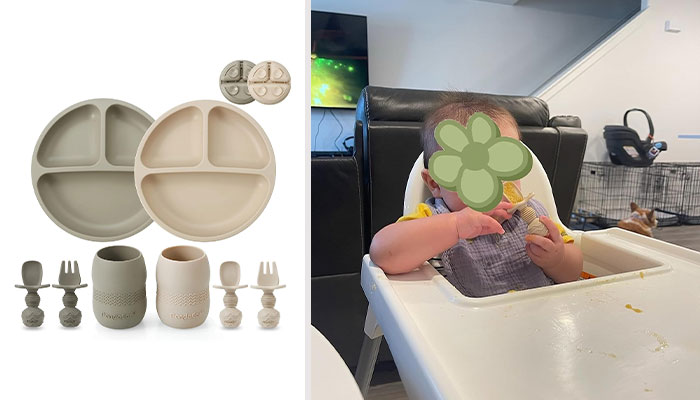 Silicone Feeding Set - A Non-Slip Mealtime Solution That Keeps The Plate And Pride In Place!