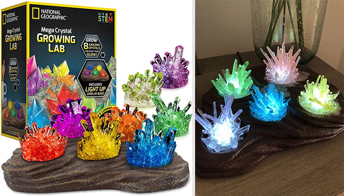 NATIONAL GEOGRAPHIC Mega Crystal Growing Kit: For future scientists who'd love to explore the fascinating world of crystal chemistry through fast-growing, colorful crystals and with a light-up display, making it a must-have educational gift for young learners.