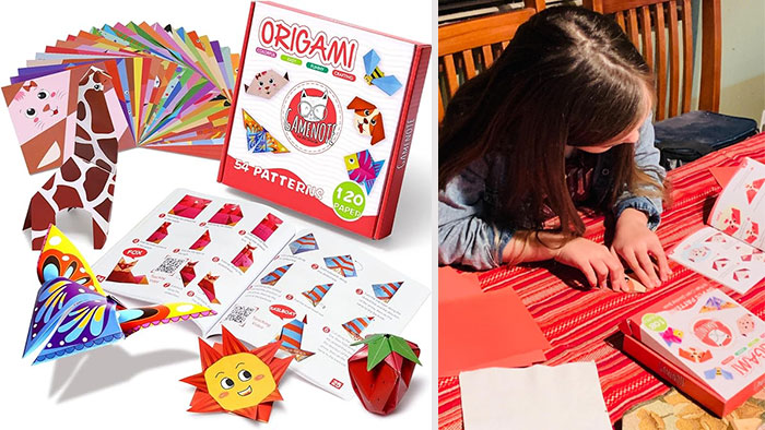 Colorful Kids Origami Kit: Filled with high-quality, double-sided origami folding papers and step-by-step instructions, to unleash children's creativity and turn their free time into an exciting origami crafting adventure.