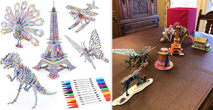 3D Coloring Puzzle Set: A fun and educationally stimulating DIY toy featuring unique designs and a range of vibrant colors.