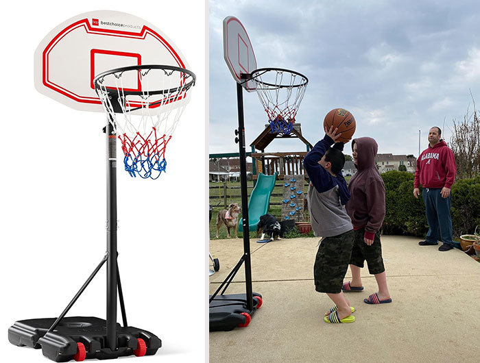 Kids Height-Adjustable Basketball Hoop: That grows with your child, provides family fun, and features portable design for easy transportation - a great way to develop your little athlete's basketball skills through every season.