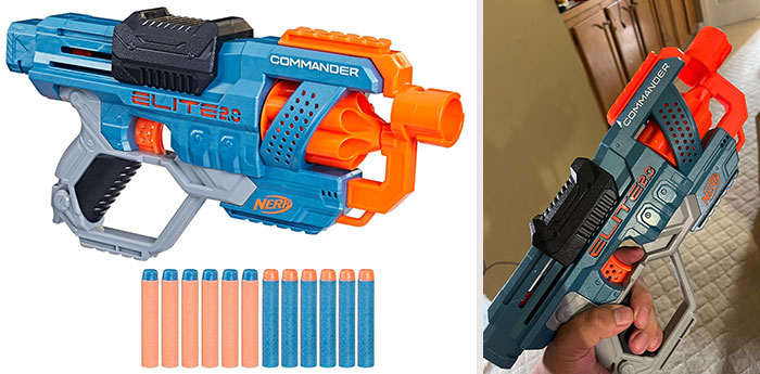 Nerf Elite 2.0 Commander Rd-6 Dart Blaster: Perfect for exciting indoor and outdoor games, that lets kids blast six darts in a row and quickly reload from a rotating drum - the ideal gift for active play and customization with tactical rails and attachment points.
