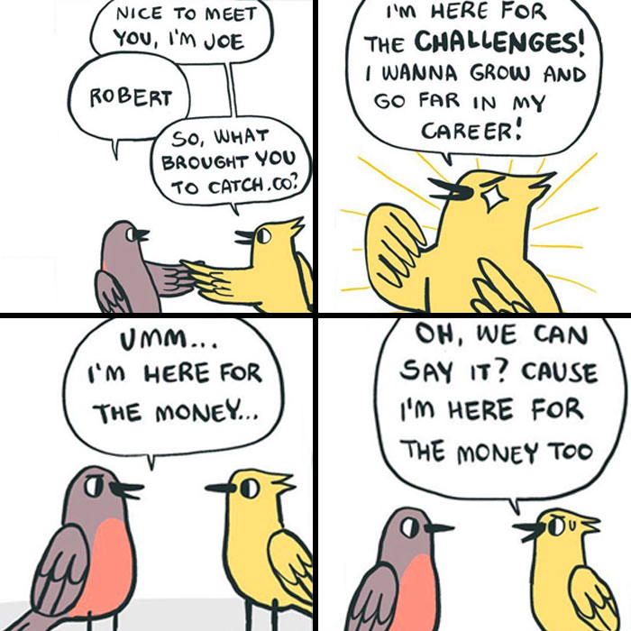 40 Funny Comics About A Cat Hiring Birds In His Company By This Brazilian Artist