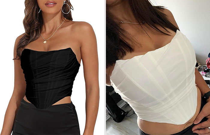 Women's Vintage Strapless Zip Back Corset: A cheaper yet equally chic alternative to high-end designer pieces that creates a striking hourglass figure for your night-out ensemble.