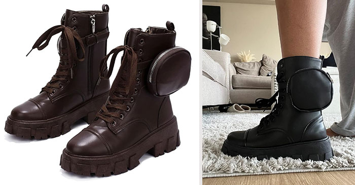 Combat Boots For Women: Affordable alternative to Prada's Monolith boots, available in a variety of hues to complement any outfit.
