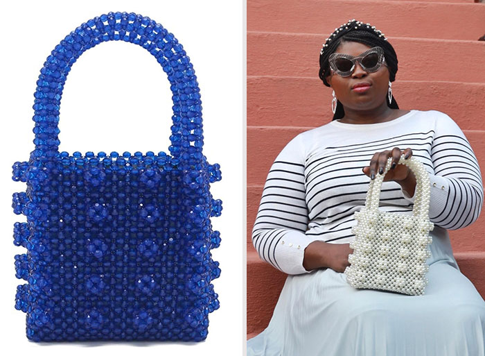 Beaded Handbag: A stunning cheaper alternative to the Shrimps fashion brand 'Antonia' bag, boasting handmade top quality, chic design, and faux-pearls complete with lasting luster.