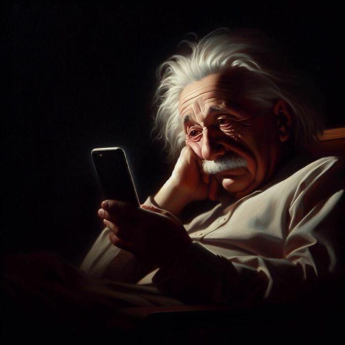 Albert Einstein Watching More Clips From The Big Bang Theory