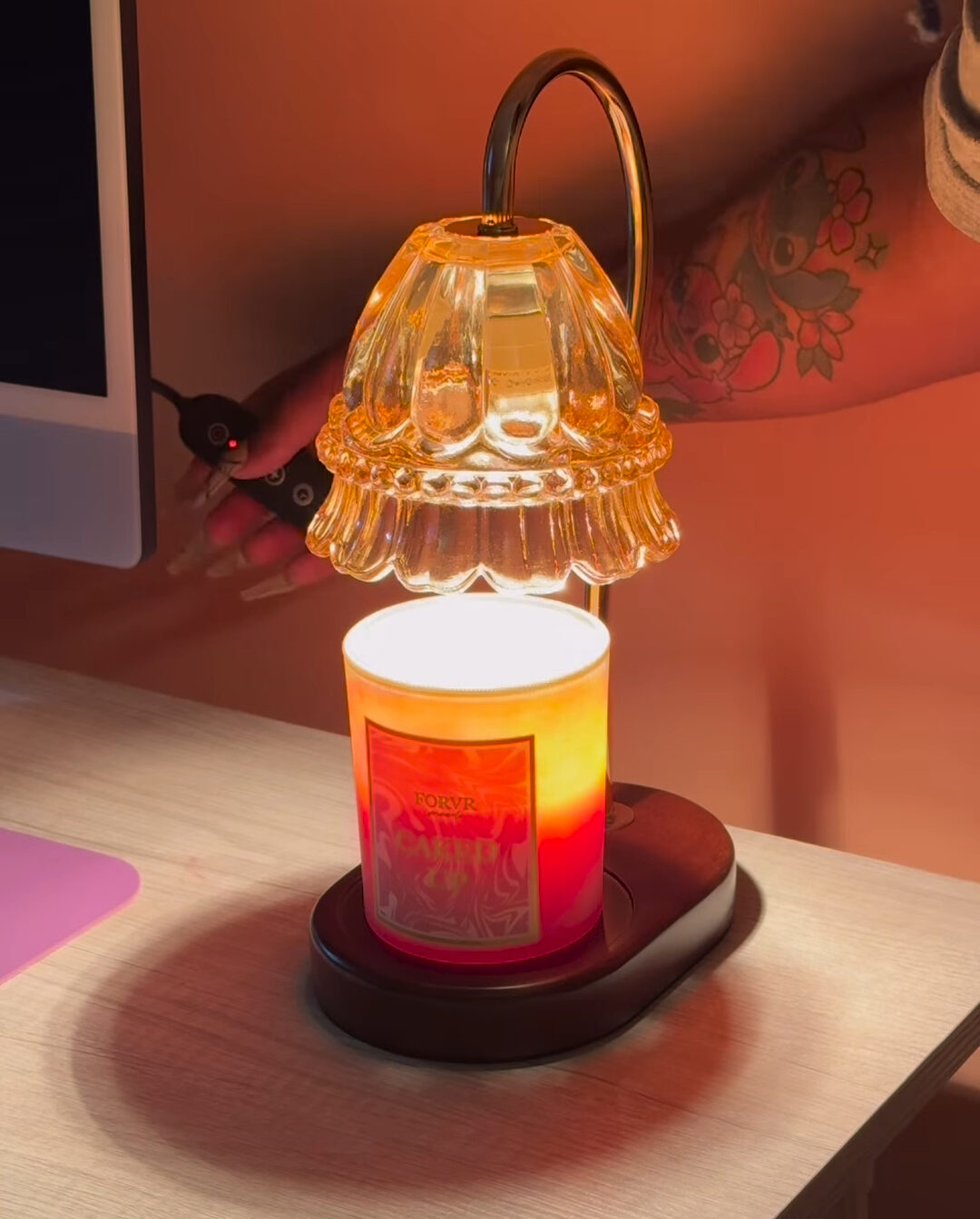 glass a candle warmer with a timer button glass a candle warmer with a timer button