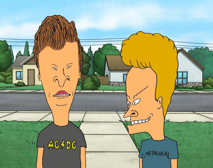 Beavis and B**t-Head standing outside 