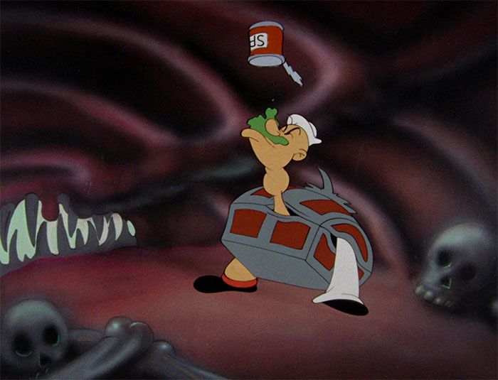 Popeye eating spinach 