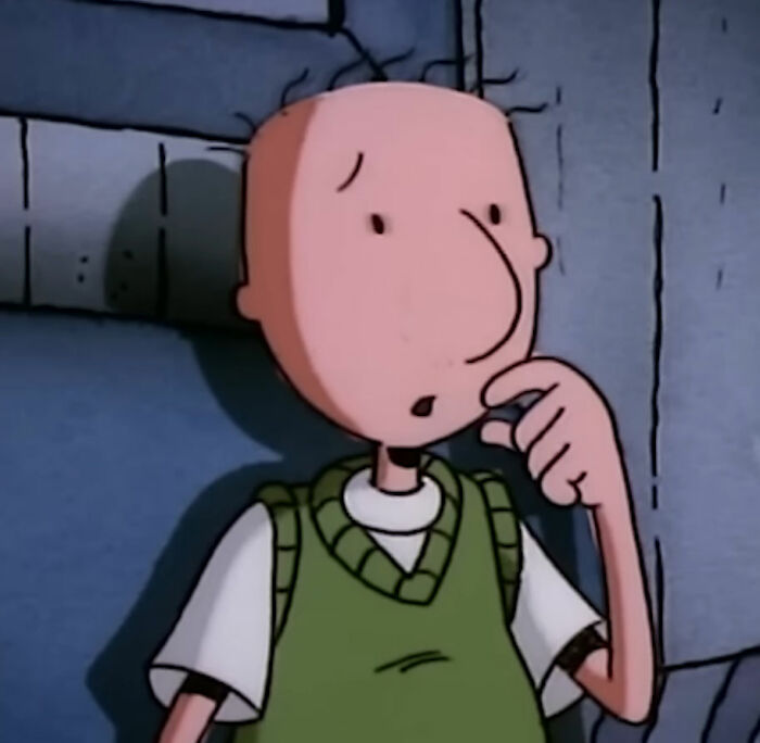 Doug and a hand near his mouth 