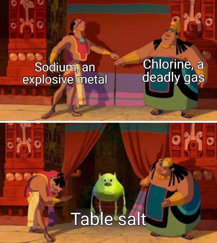Sodium, Chlorine and table salt meme 