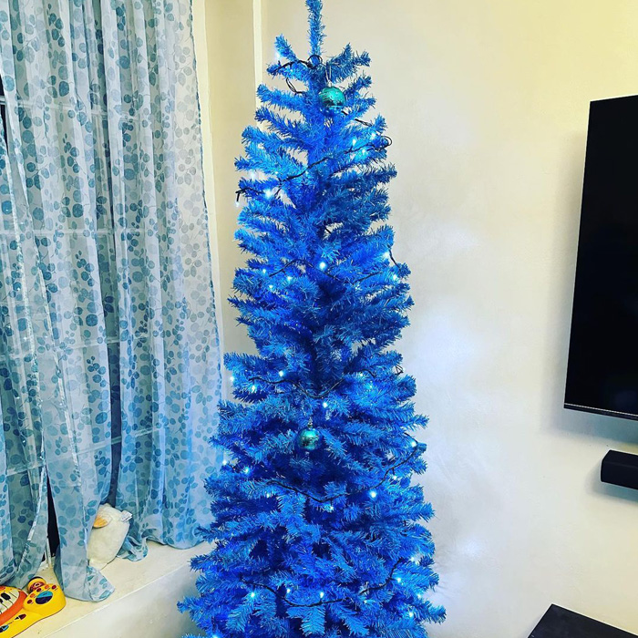 Electric blue Christmas tree 