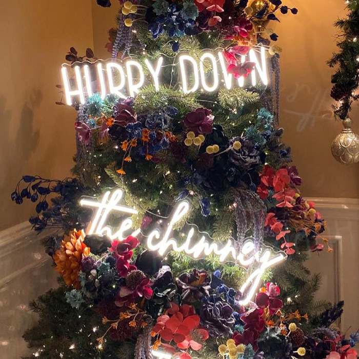 Christmas tree with neon signs 