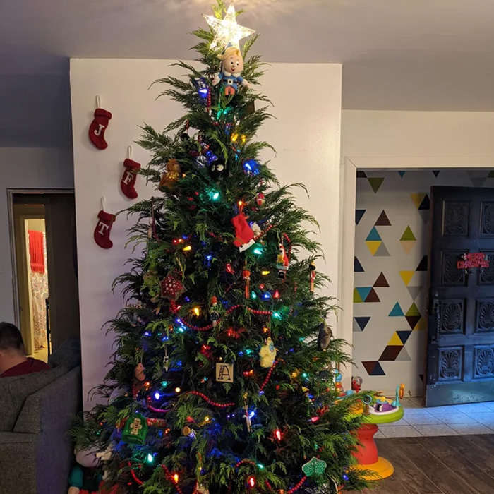 Decorated Cypress Christmas Tree