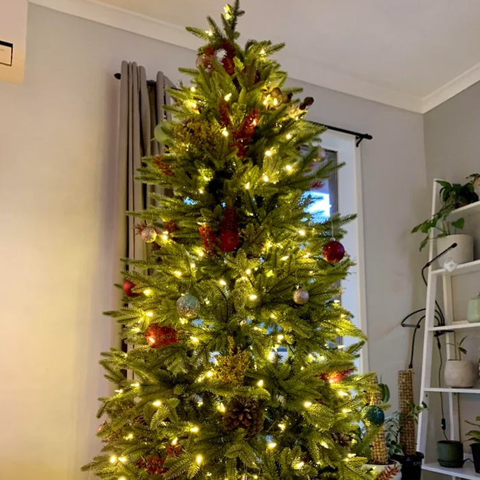 Decorated Artificial Christmas tree with string light