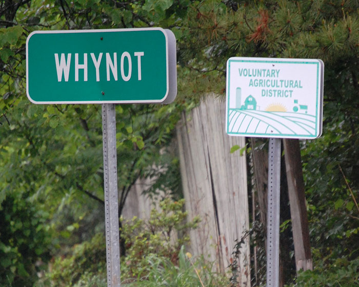Whynot, North Carolina, USA city sign 