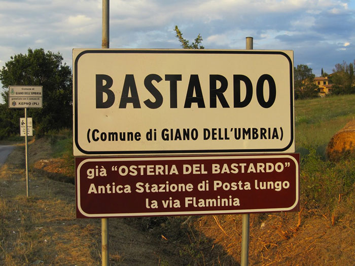 Bastardo, Italy city sign 