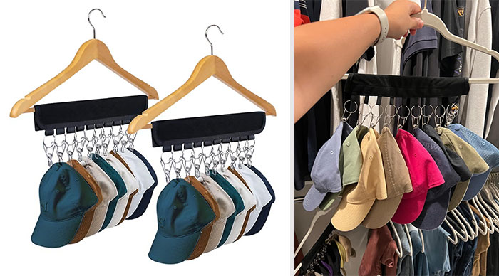 Hat Rack Organizer: It's foldable, portable and offers an easy-access to your caps, making it an absolute must-have for hat enthusiasts, travelers and organization lovers alike.
