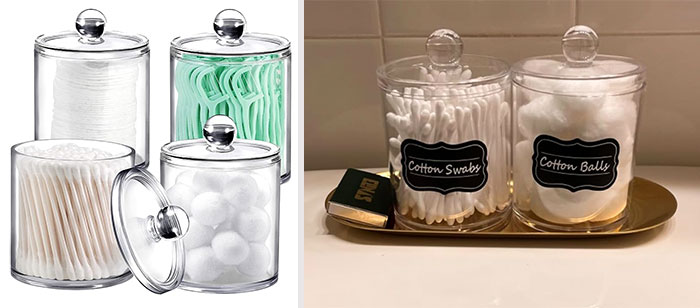 4 Pack Of Plastic Acrylic Bathroom Jars: Perfect for organizing your bathroom essentials, adding a modern, decorative touch, and bringing serenity to your daily routines.