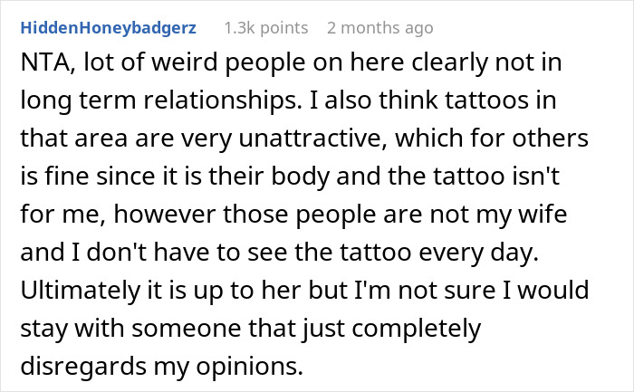 Hubby Can’t Stand Wife’s New Tattoo Size And Location, Provokes Heated Debate Among Netizens