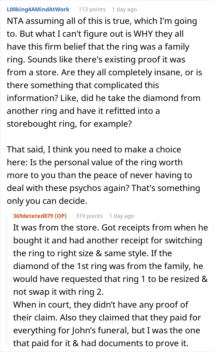 Reddit discussion about family heirloom ring dispute and fiancé taking family to court over ownership conflict. Reddit discussion about family heirloom ring dispute and fiancé taking family to court over ownership conflict.