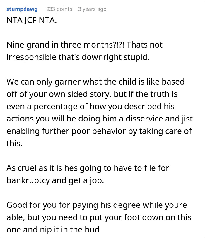 "He Stole One Of My Credit Cards": Entitled Son Expects His Well-Off Boomer Parents To Support Him "He Stole One Of My Credit Cards": Entitled Son Expects His Well-Off Boomer Parents To Support Him