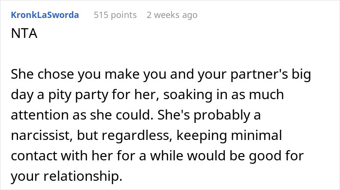 Bride Considers Going No-Contact With MIL After She Selfishly Ruined Their Wedding Day Bride Considers Going No-Contact With MIL After She Selfishly Ruined Their Wedding Day