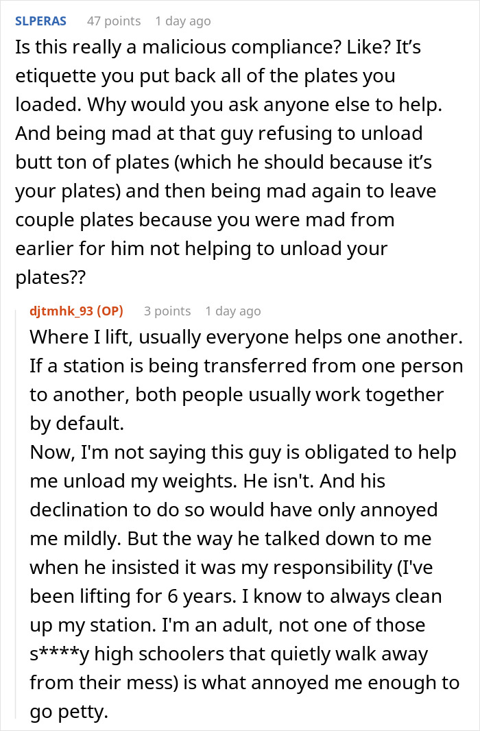 Guy Refuses To Help A Fellow Gym Member, Gets Malicious Compliance In Return Guy Refuses To Help A Fellow Gym Member, Gets Malicious Compliance In Return